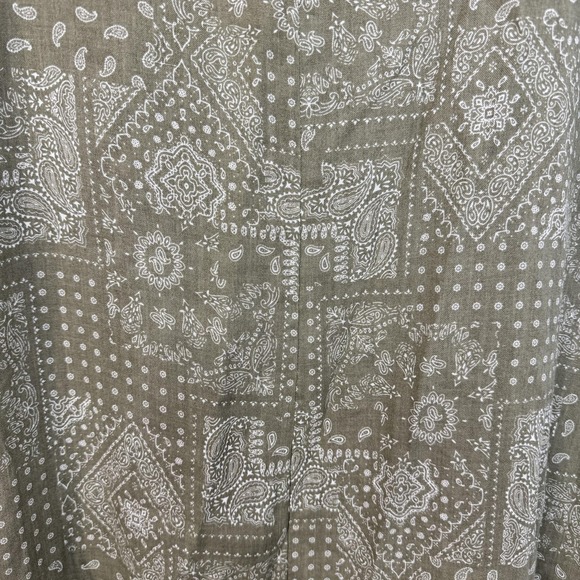 Easel Jumpsuit Women's Medium Green Bandana Paisley Tie Strap Boho Relaxed Fit - Picture 9 of 16